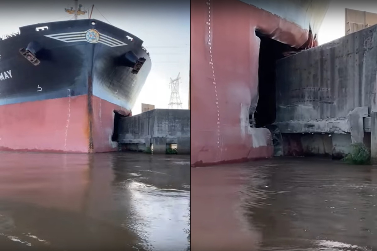 Φορτηγό πλοίο προσέκρουσε σε πυλώνα γέφυρας διακόπτοντας την θαλάσσια κυκλοφορία (video) - e-Nautilia.gr | Το Ελληνικό Portal για την Ναυτιλία. Τελευταία νέα, άρθρα, Οπτικοακουστικό Υλικό