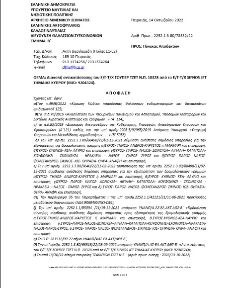Tο Super Jet στην ενδοκυκλαδική γραμμή