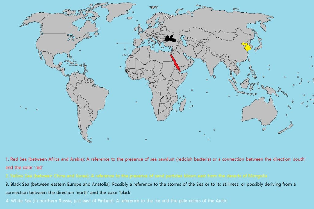 Πως προέκυψαν οι ονομασίες των 4 «χρωματιστών» Θαλασσών;
