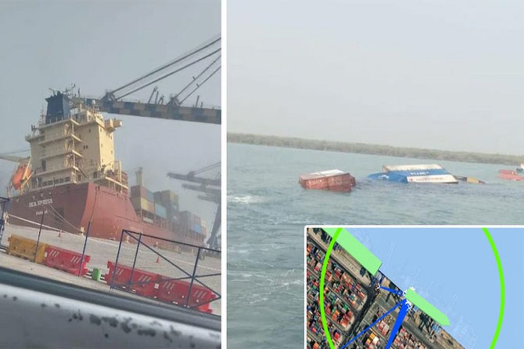Πλοίο μεταφοράς κοντέινερ ανατράπηκε στο λιμάνι της Μούνδρας στην Ινδία! (ΒΙΝΤΕΟ)