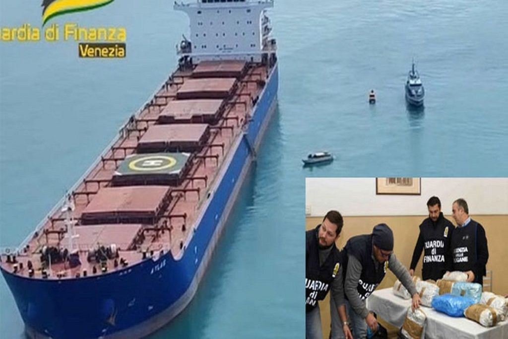 850 κιλά κοκαΐνης βρέθηκαν στο φορτηγό πλοίο Atlas στην Βενετία