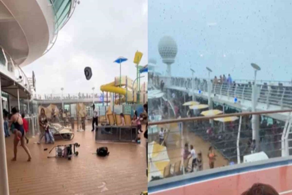 Καταιγίδα «χτύπησε» κρουαζιερόπλοιο και οι επιβάτες έτρεχαν να σωθούν τρομαγμένοι! (Video)