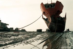 Ship being scrapped, Alang, Gujarat, India