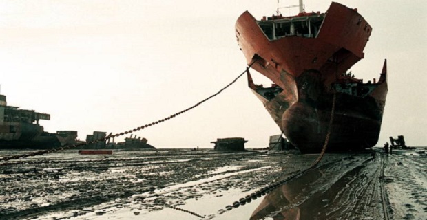 Ship being scrapped, Alang, Gujarat, India