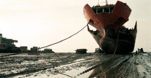 Ship being scrapped, Alang, Gujarat, India