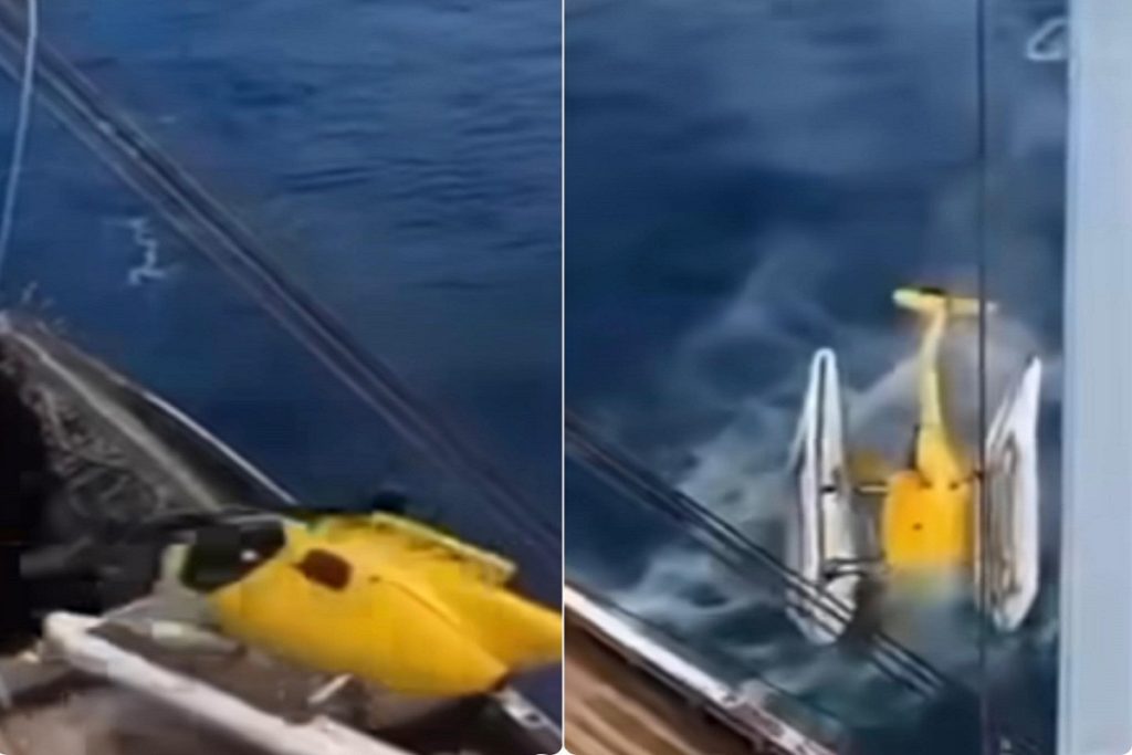 Ελικόπτερο προσπαθεί να προσνηωθεί σε κατάστρωμα πλοίου και πέφτει στη θάλασσα! (Video)