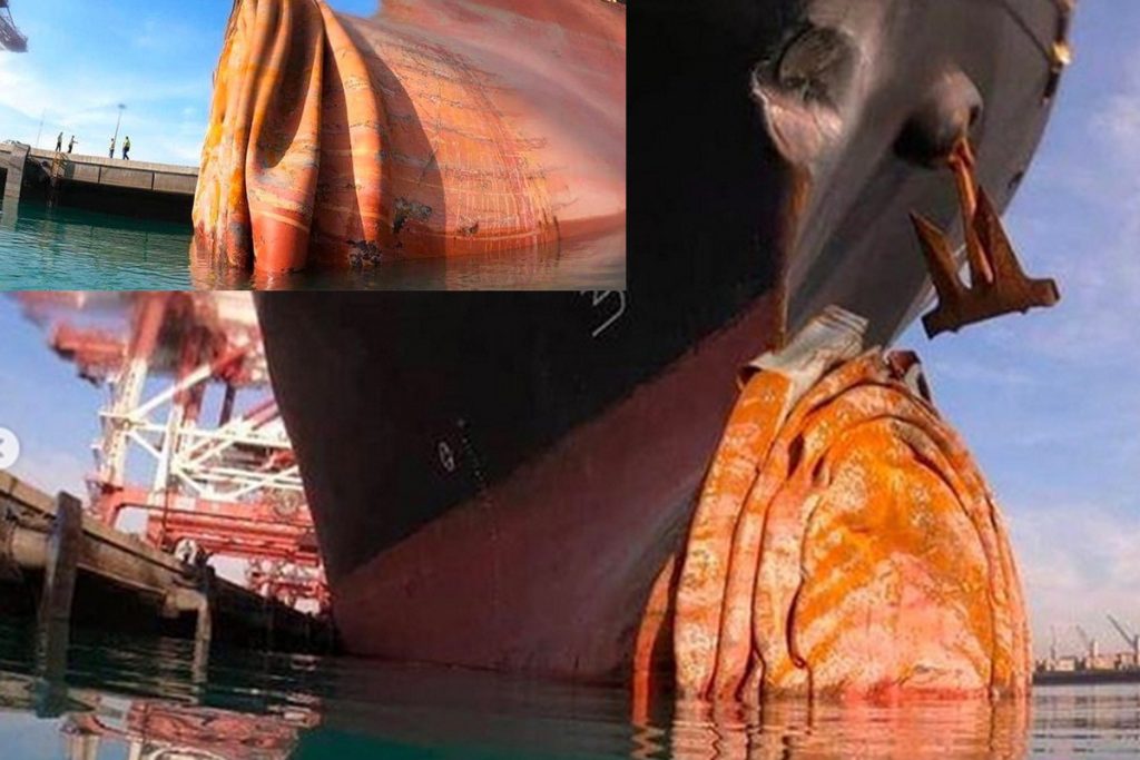 Πλοίο μεταφοράς εμπορευματοκιβωτίων υπέστη σοβαρές ζημιές μετά από πρόσκρουση στην προβλήτα (ΦΩΤΟ)