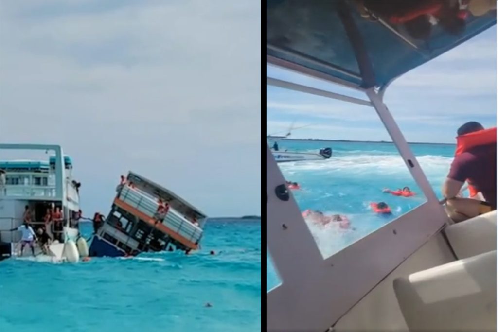 Πανικός: Καταμαράν που μετέφερε περισσότερα από 100 άτομα βυθίζεται σε ζωντανή μετάδοση – Ένας άνθρωπος έχει χάσει την ζωή του (Video)
