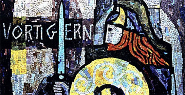 Ο μυθικός άγγλος πολέμαρχος Vortingern που έδωσε το όνομα του στο πλοίο, σε ψηφιδωτό που στόλιζε το σαλόνι του Μήλος Express