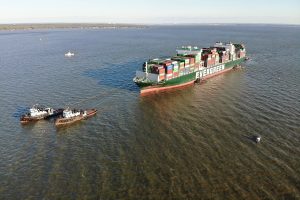 Grounded container vessel refloated in the Chesapeake Bay