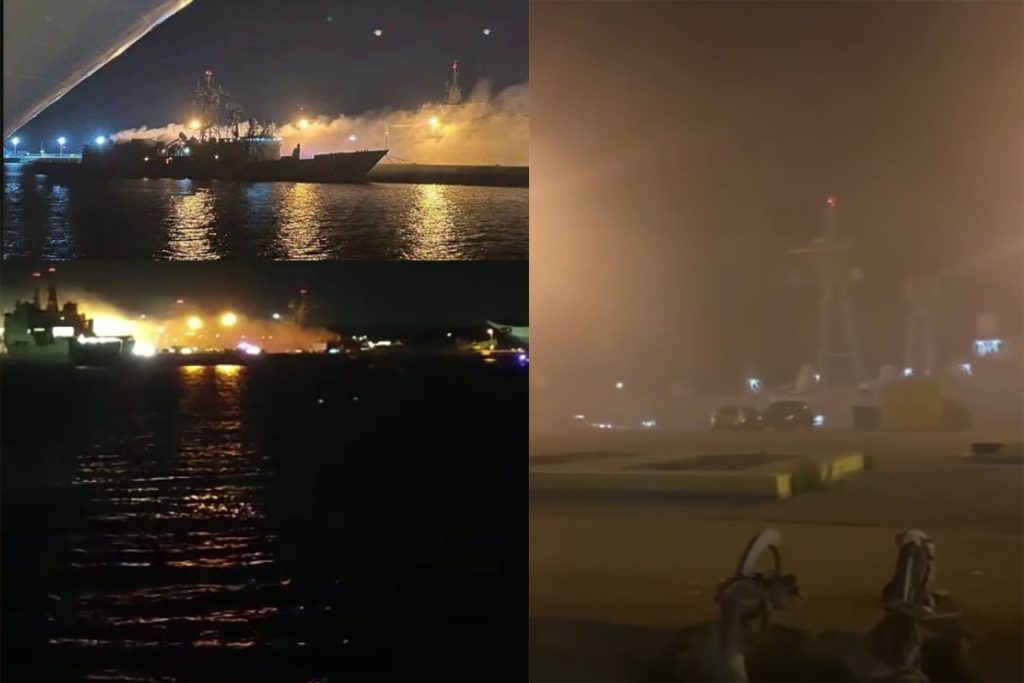 ΒΙΝΤΕΟ: Φωτιά ξέσπασε σε Ισπανική φρεγάτα στην προβλήτα του ναυστάθμου Rota