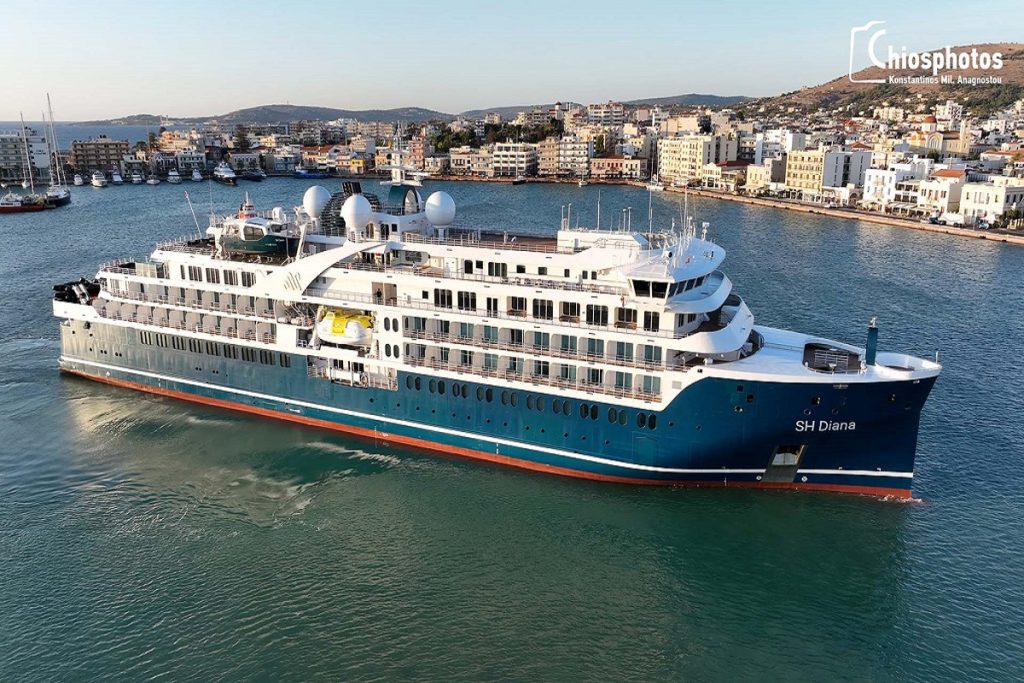 Στη Χίο για πρώτη φορά το νεότευκτο mega yacht – κρουαζιερόπλοιο SH Diana (video & photos)