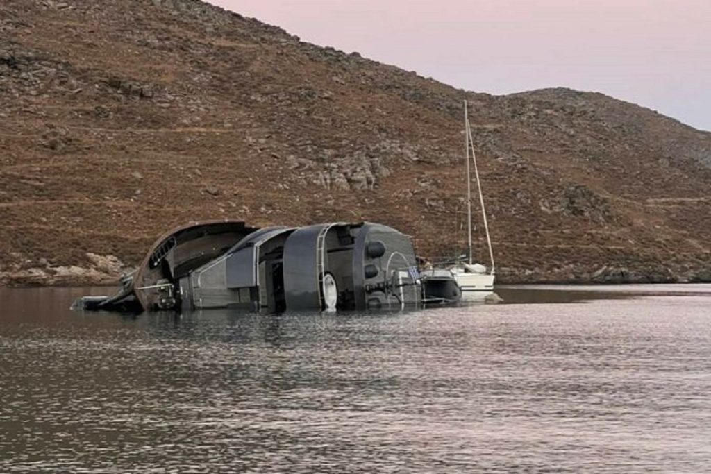 Κύθνος: Προσάραξη και ημιβύθιση για τη διάσημη θαλαμηγό “007” του James Bond (video & photo)