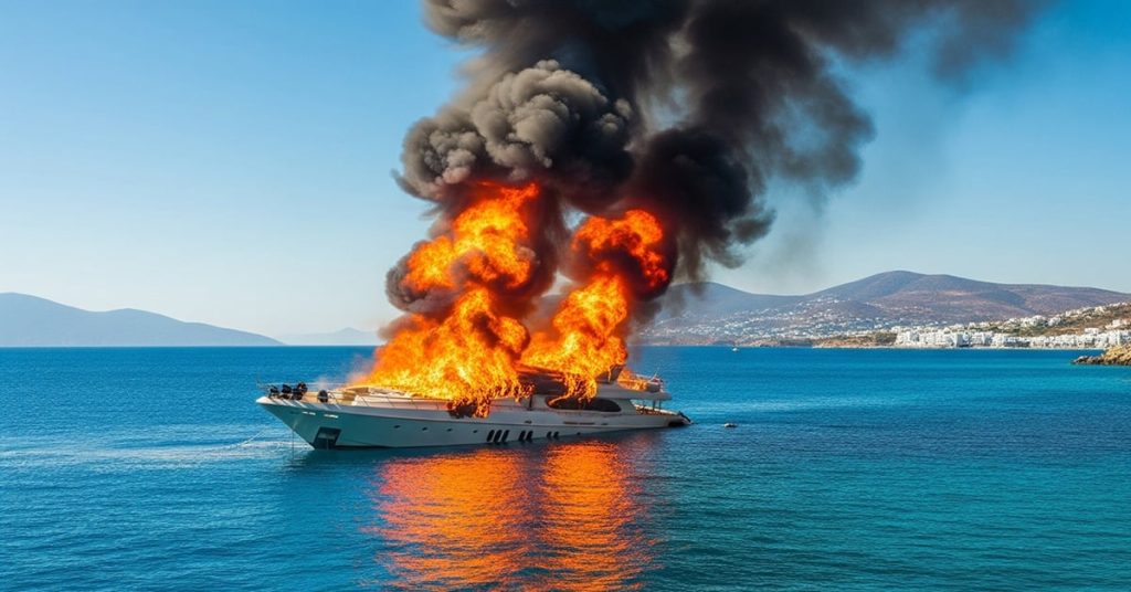 Θαλαμηγός τυλίχθηκε στις φλόγες στο Πόρτο Χέλι Αργολίδας