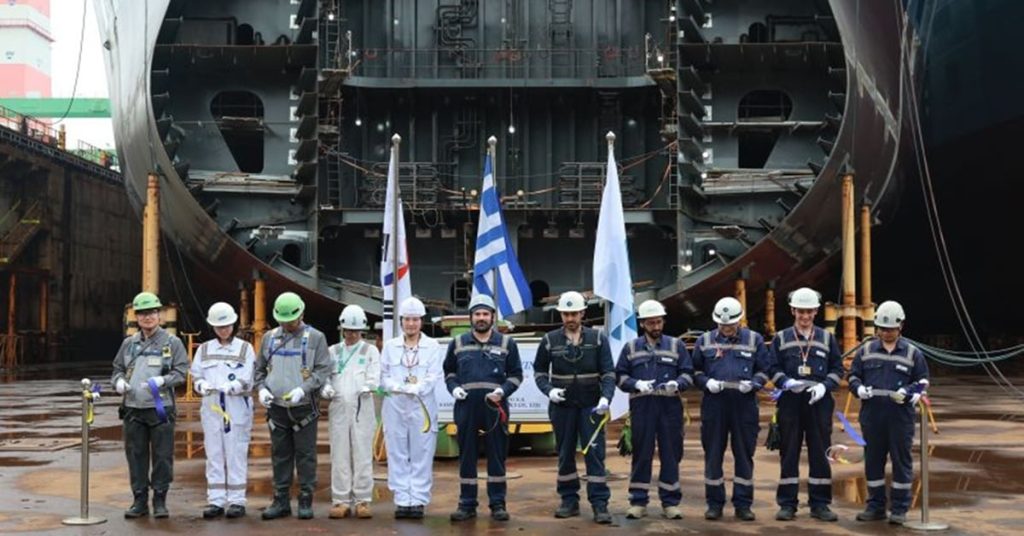 Τοποθέτηση τρόπιδας για το νέο «κόσμημα» της Minerva Gas LNG/C Minerva Roxanne