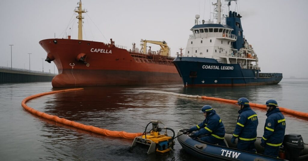 Συναγερμός στις Γερμανικές αρχές από την σύγκρουση δεξαμενόπλοιου και την διαρροή πετρελαίου
