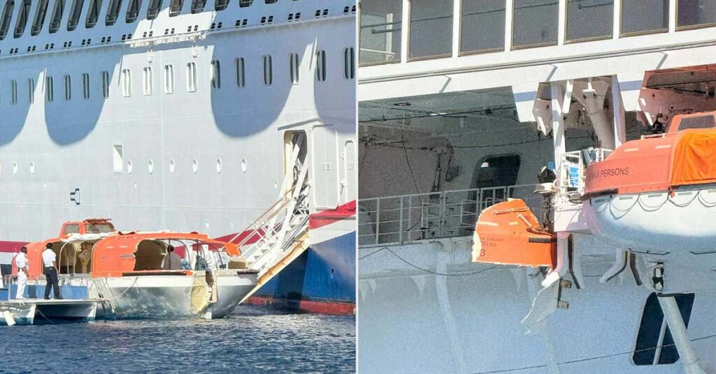 Σωσίβια λέμβος έπεσε από κρουαζιερόπλοιο κατά την διάρκεια γυμνασίου