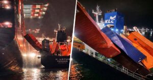 Σοβαρό ατύχημα στο Ρότερνταμ: Κοντέινερ έπεσαν πάνω σε πλοίο ανεφοδιασμού LNG