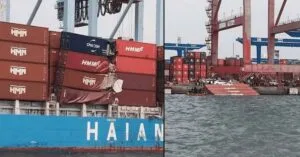 Containership προσέκρουσε σε δεμένο πλοίο σε ένα από τα μεγαλύτερα λιμάνια της Ασίας