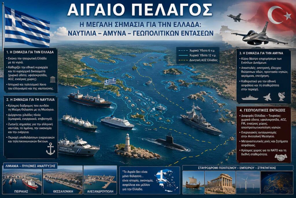 Αιγαίο πέλαγος: Η μεγάλη σημασία για την Ελλάδα, τη ναυτιλία, την άμυνα και τις γεωπολιτικές εντάσεις