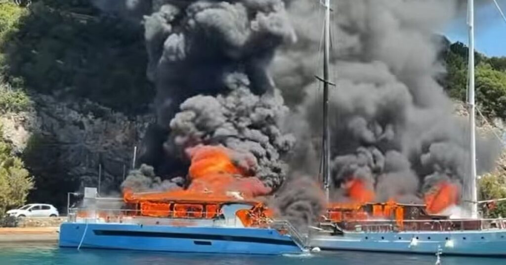 Φωτιά στο λιμάνι Παξών: Τουριστικά σκάφη τυλίχθηκαν στις φλόγες (βίντεο)