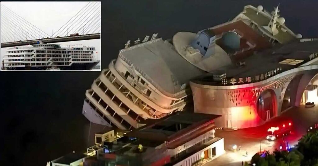 Σοκαριστικό βίντεο από την Κίνα: Κρουαζιερόπλοιο πήρε τεράστια κλίση και ανατράπηκε