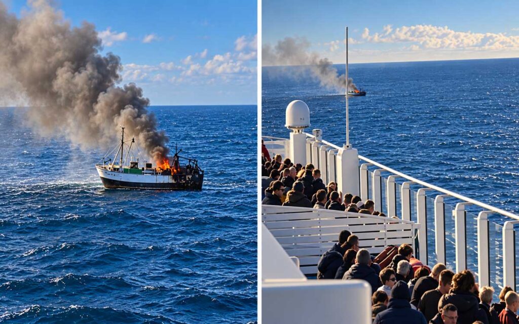 Κρουαζιερόπλοιο διέσωσε τέσσερις ανθρώπους από φλεγόμενο αλιευτικό στη Βόρεια Θάλασσα