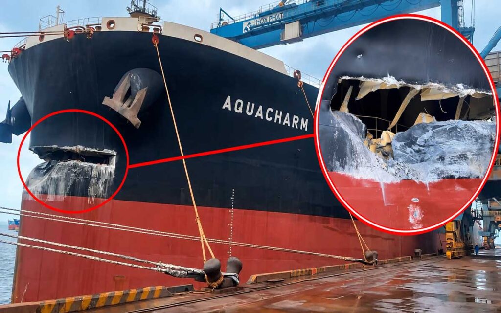 Υπό κράτηση το φορτηγό πλοίο AQUACHARM μετά την πρόσκρουσή του σε προβλήτα – Σοβαρές ζημιές